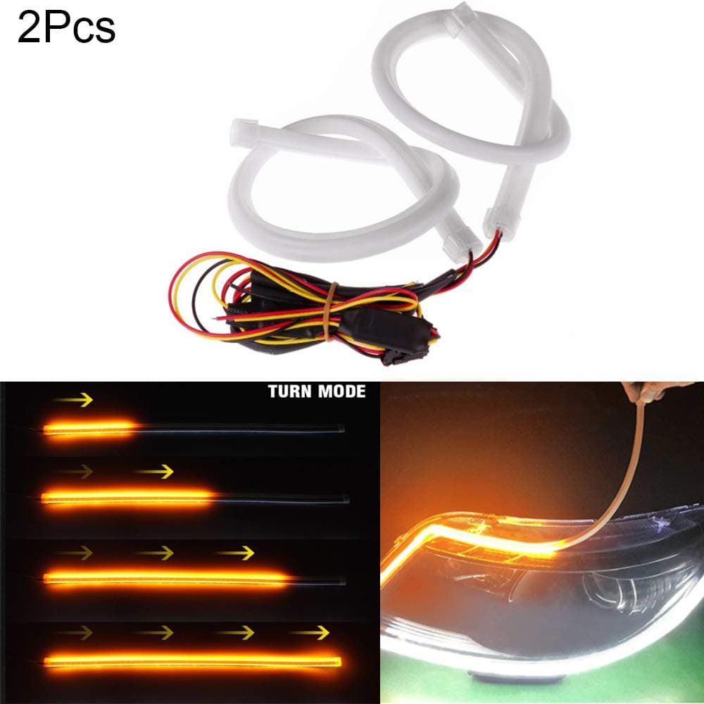 2Pcs 60cm Flexible Car Soft Tube LED Strip Light DRL Turn Signal Lamp