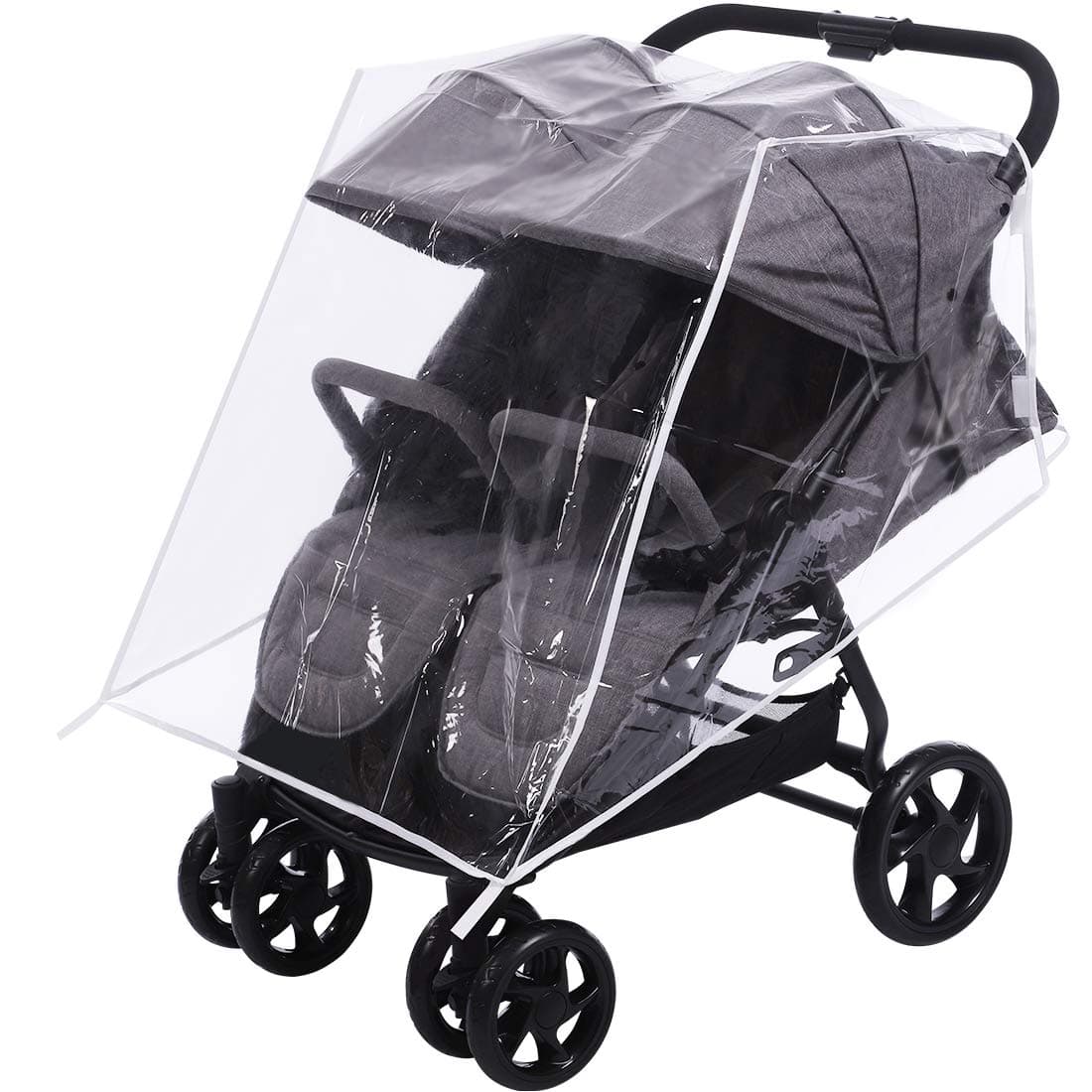 Innokids Stroller Rain Cover for Double Stroller - Baby Stroller Weather Shields - Universal Size to Fit Most Twin Strollers (Side by Side Stroller)