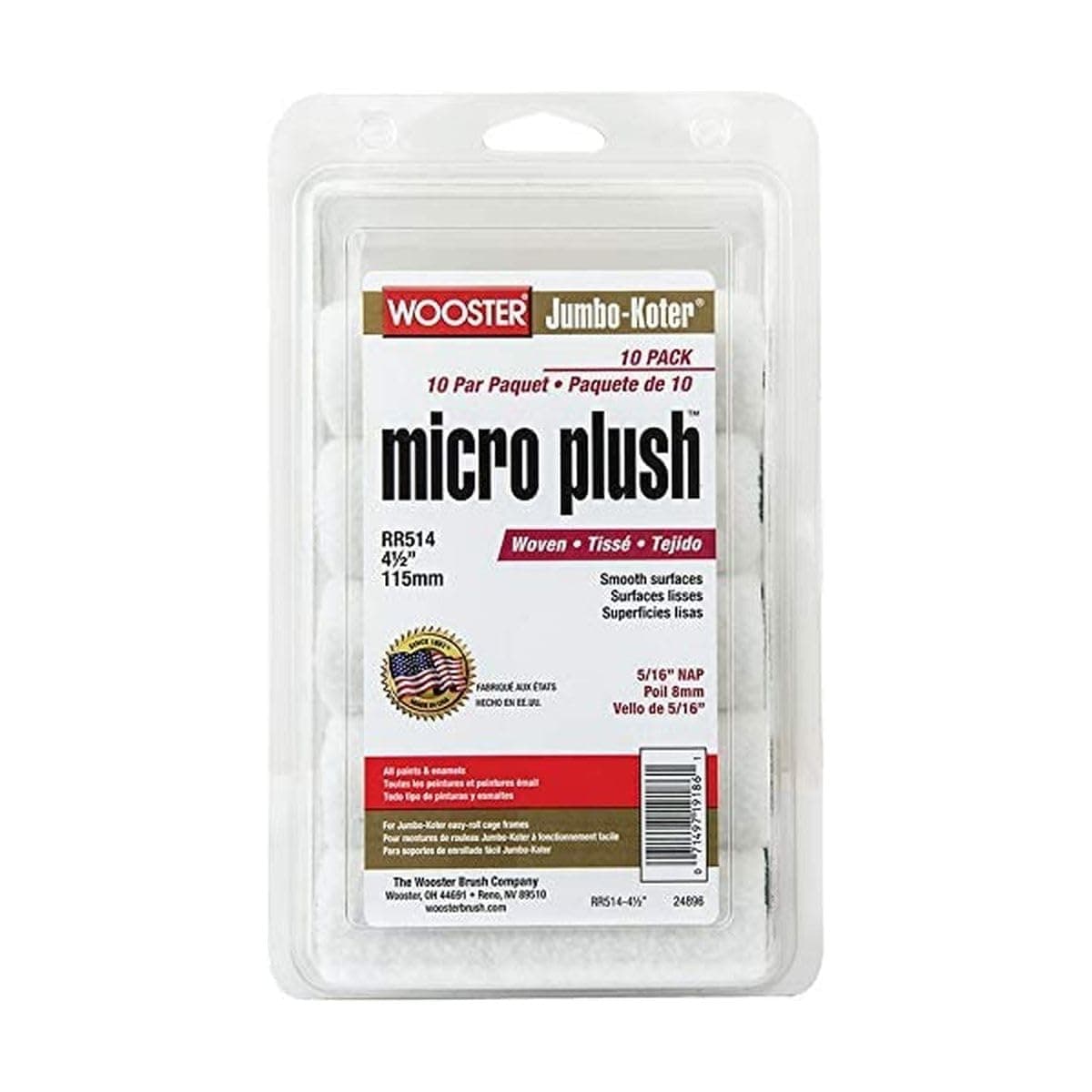 RR514 4.5 inch Jumbo-Koter Micro Plush 5/16 Inch Nap - Pack of 10