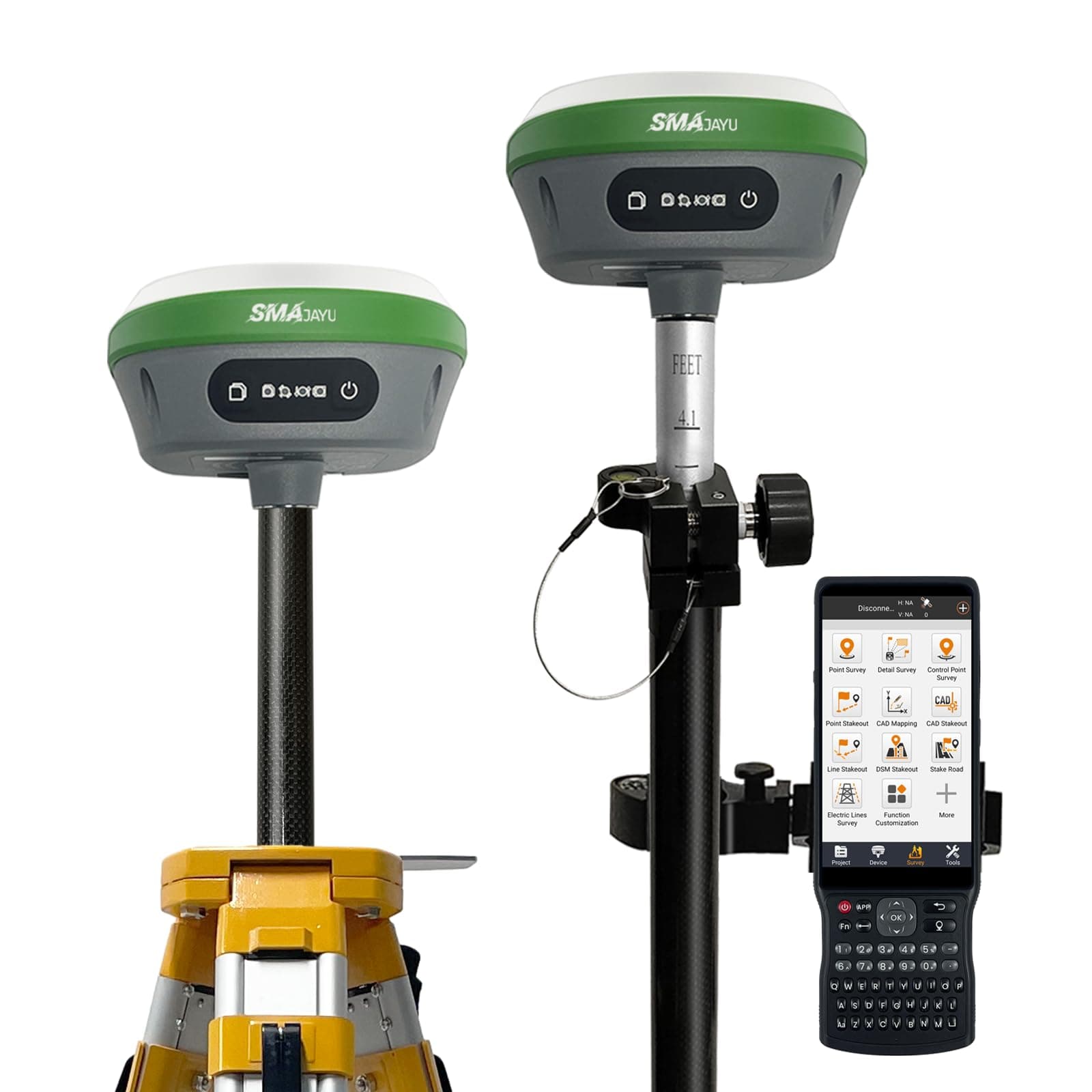 SMA26 Plus GNSS RTK Rover & Base Surveying Equipment with Controller and Software, 1cm Accuracy NOAA Certified IP67 IMU/PPP/CORS/UHF Tilt Compensation GPS for Civil Engineering and Topography