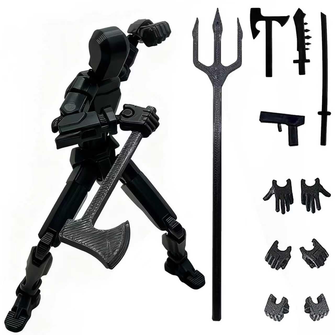 Titan 13 Action Figure, Action Figures, Titan 13 Action Figure 3D Printed Robot Multi-Jointed Movable, Desktop Decorations for Game Lovers, Easter Basket Stuffers（Black）