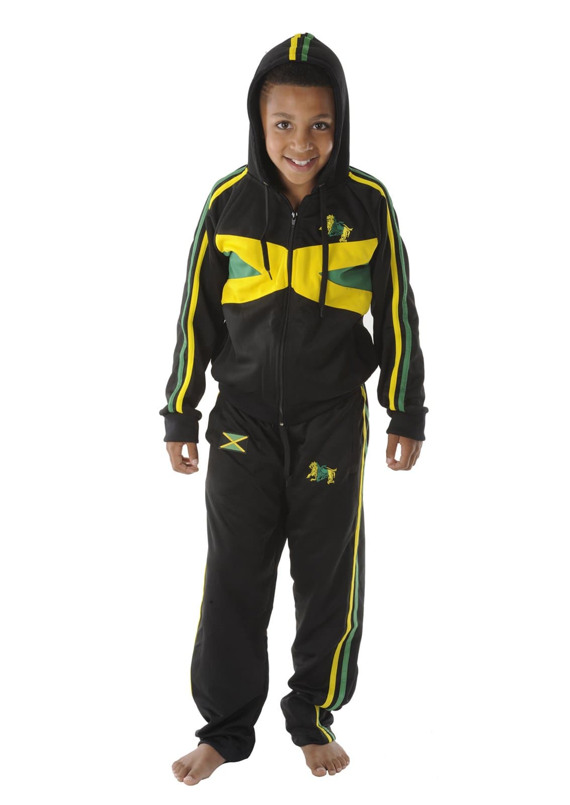rasta4real CHILDRENS - LION OF JUDAH Rasta JAMAICA FLAG HOODIE TRACKSUIT