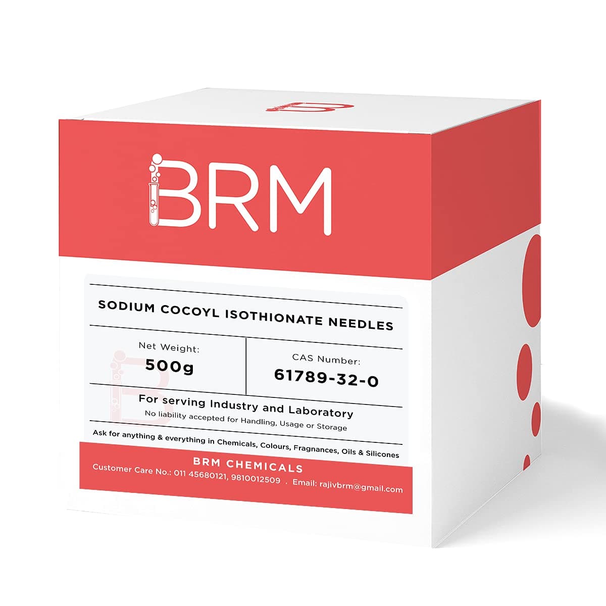 BRM Chemicals Sodium Cocoyl Isothionate Needles - 500 G For Soap Making, Shampoo, Cosmetics, Moisturizer, Lotion Making, Domestic Use & Diy Personal Care For Face, Hair, Skin & Body (Pack Of 1)