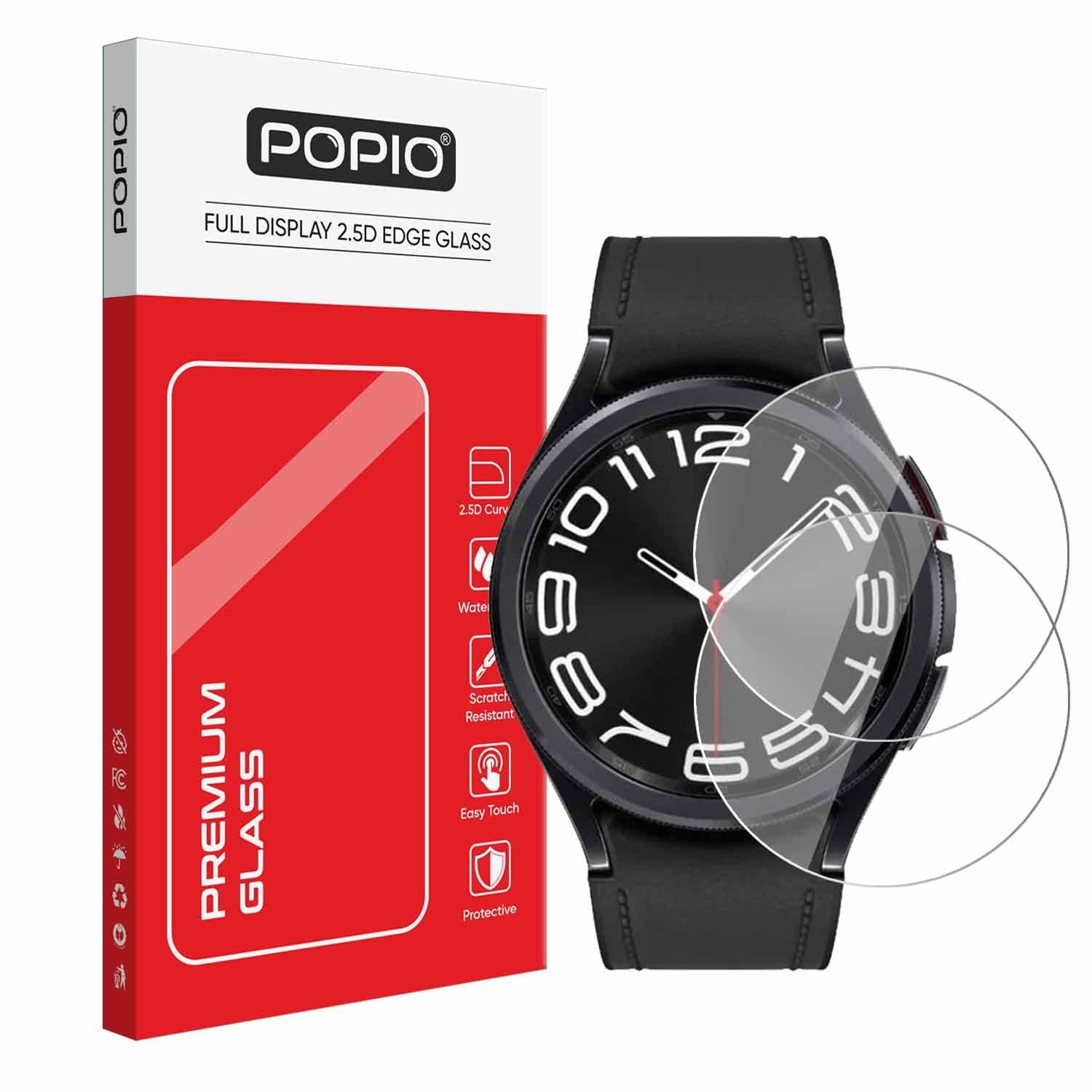 POPIO Military-Grade Gorilla Tempered Glass for Samsung Galaxy Watch 6 Classic & Samsung Galaxy Watch Ultra (47mm) (1.5" inch), Pack of 2