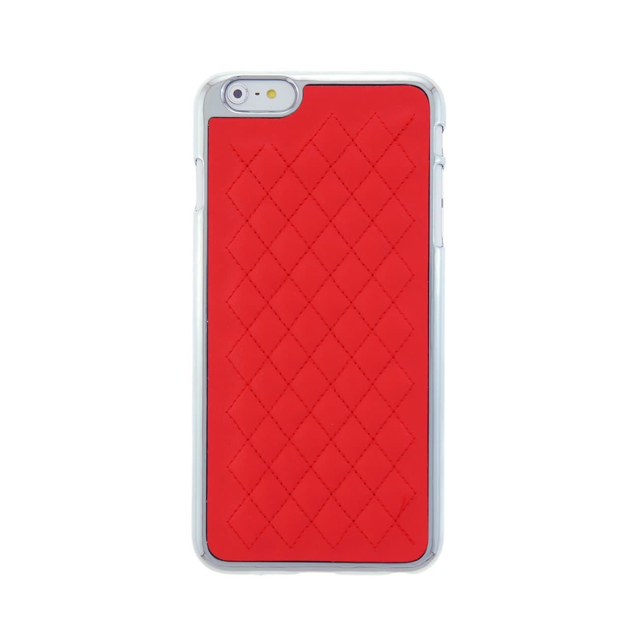 CaseBee® Premium Series - Stylish Quilted PU Leather Back w/ Chrome Bumper iPhone 6 Plus (5.5) Case (Package includes Screen Protector) (Red)