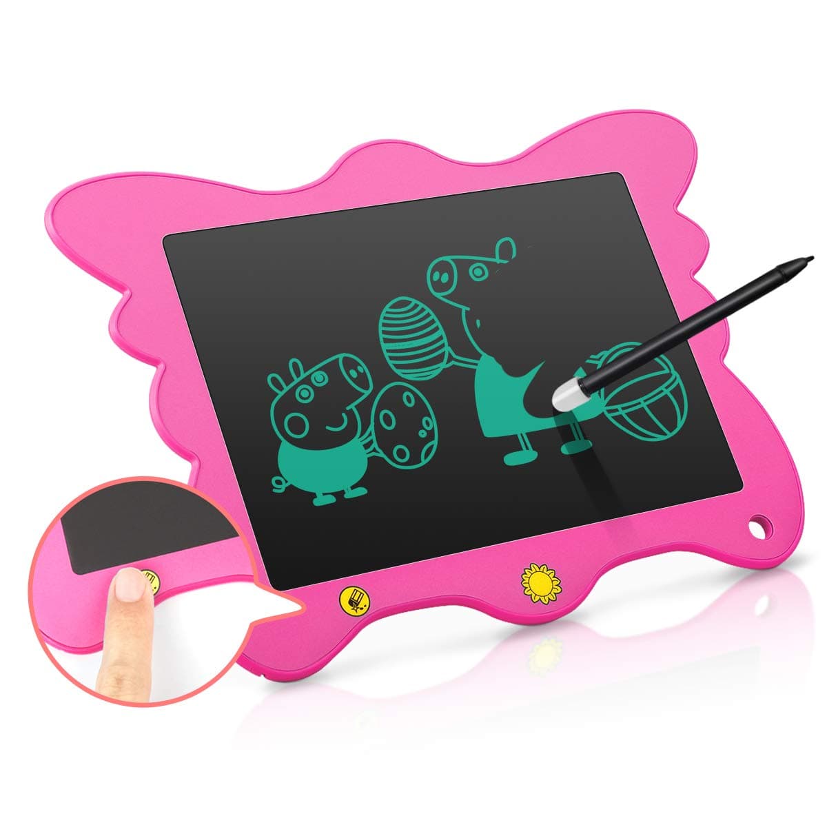 [Partial Erase Key] JOYOOSS LCD Writing Tablet 8.5 Inch Kids Writing Pad Graphics Tablet Drawing Board Magnetic Handwriting Paper Drawing Tablet Suitable for Kids and Adults - Pink
