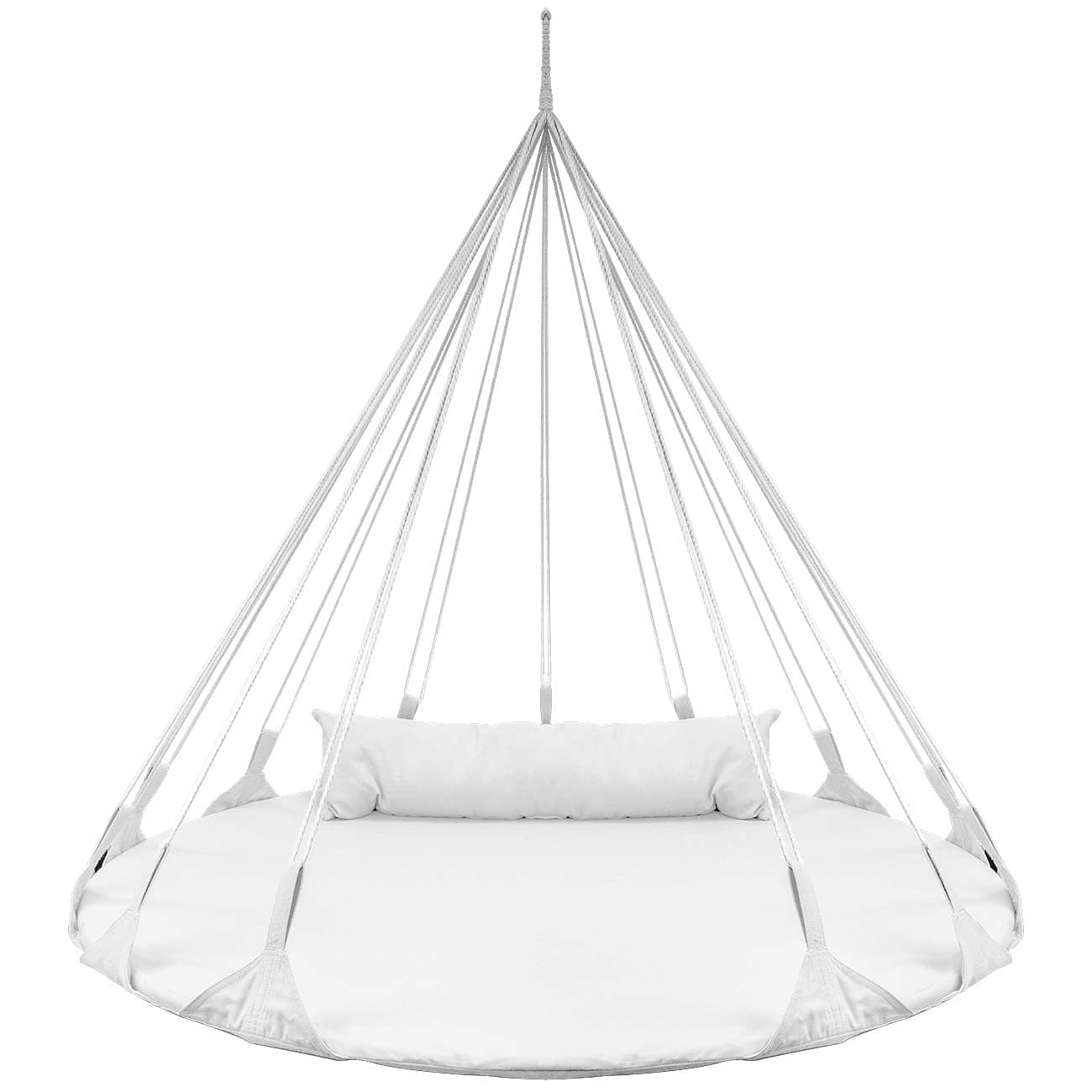Sorbus 56 Inch Stylish Hanging Swing Nest Premium Cotton Double Hammock Daybed Saucer Style Lounge Swing 262lb Durable Spinner Tree Swing with Pillow Easy Installation for Indoor/Outdoor Travel White