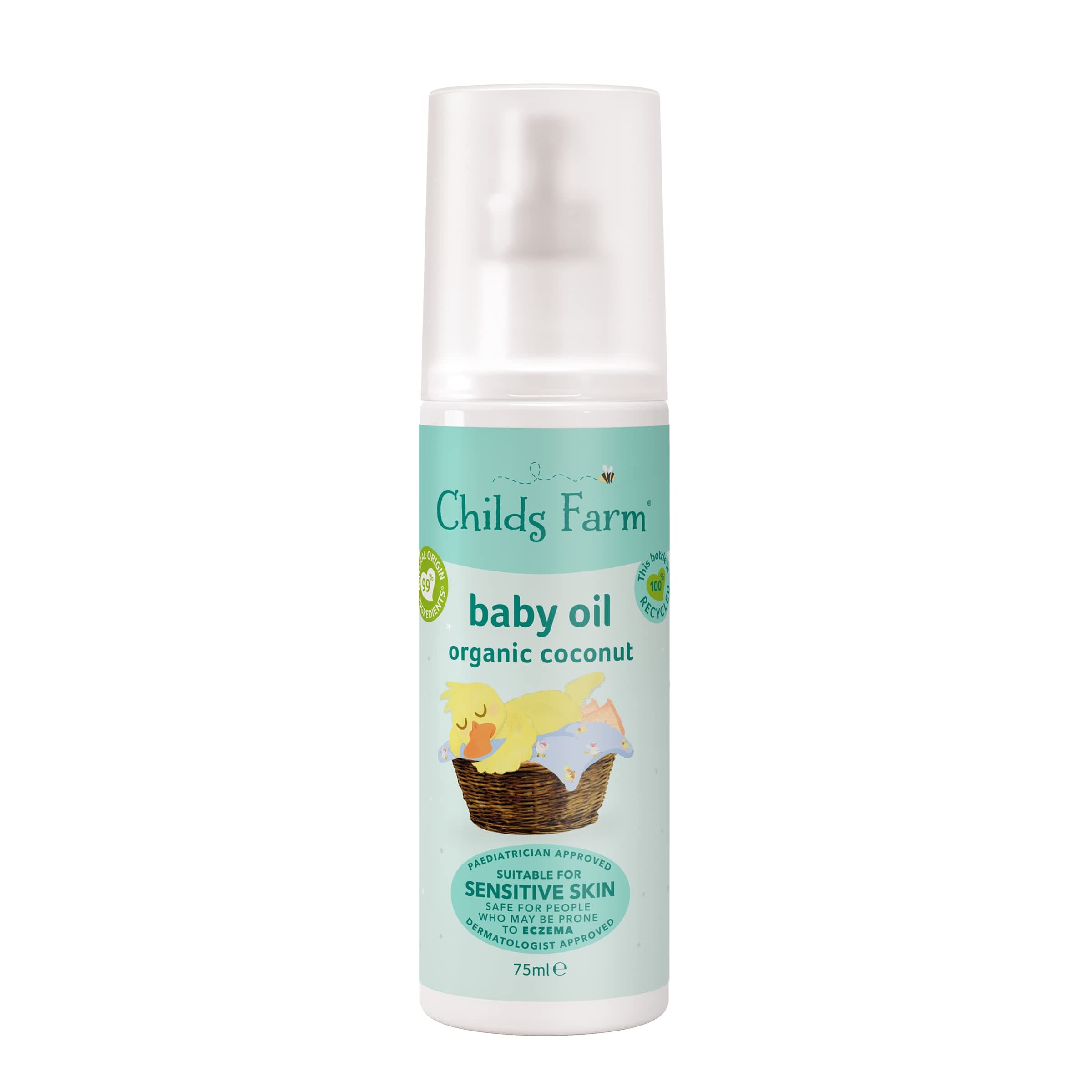 Baby Oil 75ml | Organic Coconut Oil | Suitable for Dry, Sensitive & Eczema-prone Skin