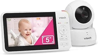 VTech VM924 Remote Pan-Tilt-Zoom Video Baby Monitor, 5" LCD Screen, Up to 17 Hrs Video Streaming, Night Vision, Up to 1000ft Range, Soothing Sounds, 2-Way Talk, Temperature Sensor,Secured Transmission