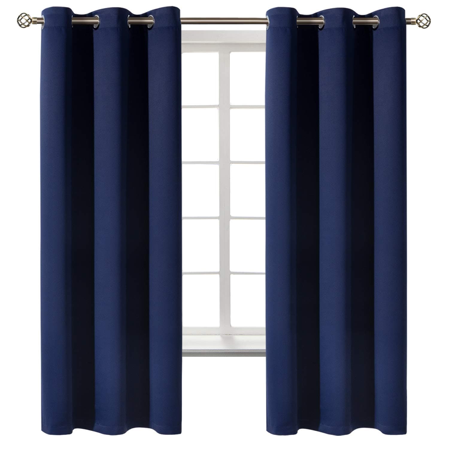 BGment Blackout Curtains for Bedroom 63 Inches Long - Navy Blue Room Darkening Thermal Insulated Sunlight Blocking Grommet Window Drapes for Kids Boys Room, Set of 2 Panels, 42 x 63 Inch