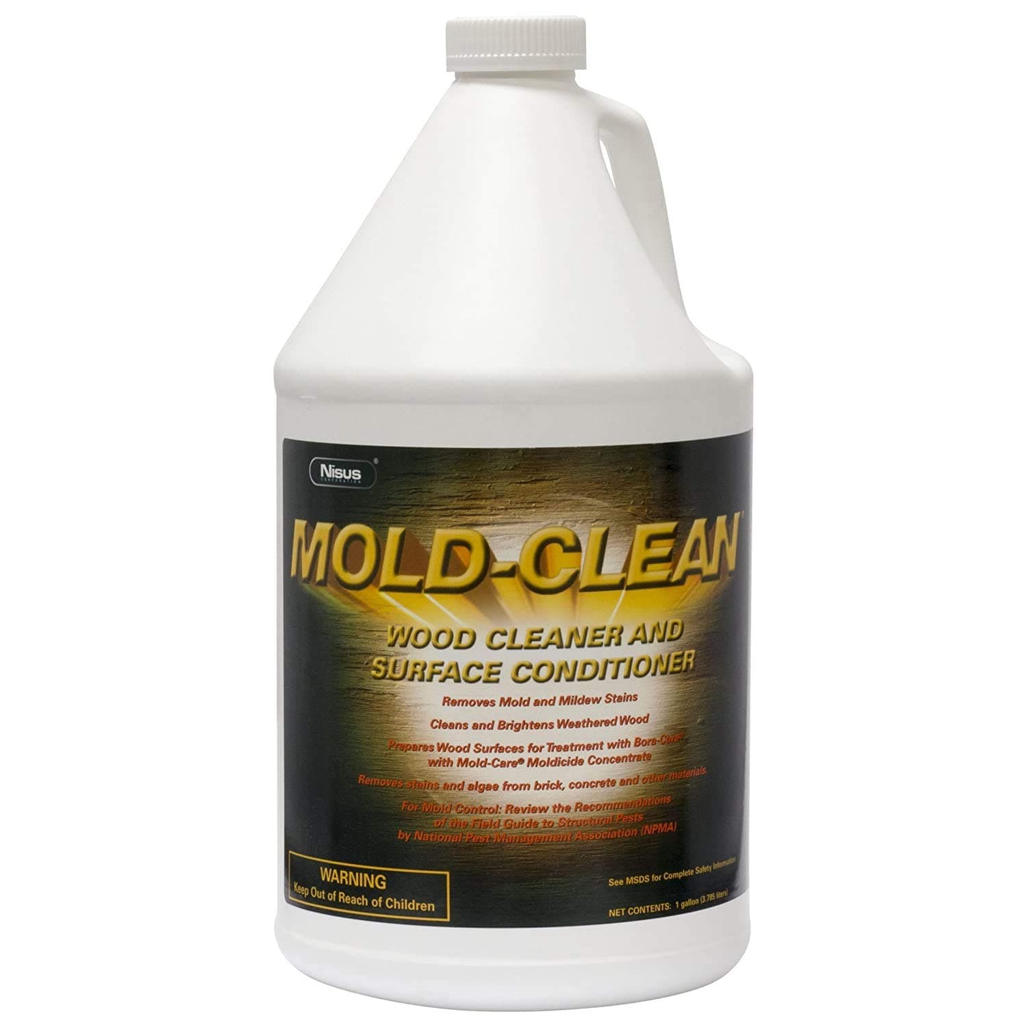 Nisus MOLD-CLEAN Wood Cleaner and Surface Conditioner, Ready-to-Use, Removes Stains on Wood, Concrete, Decks, Siding, Plastic Furniture, 1 Gallon