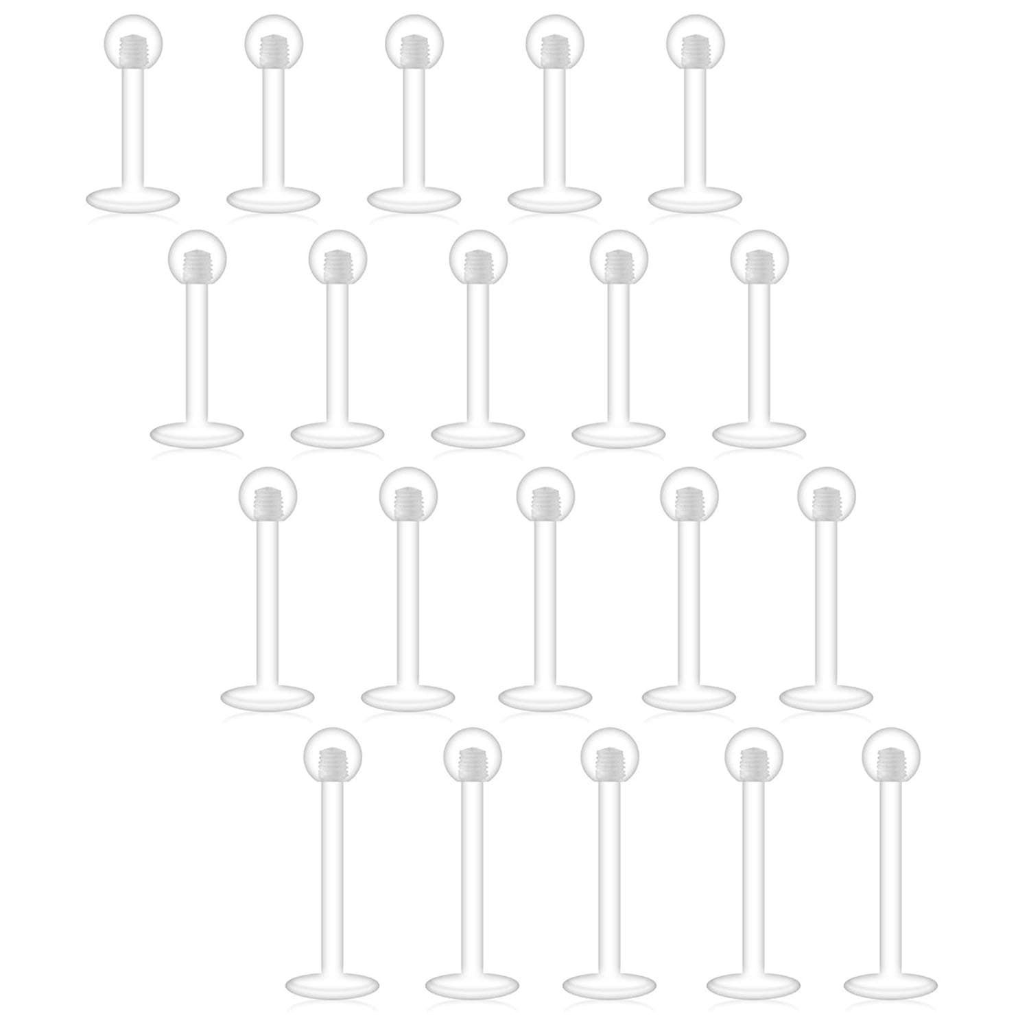 Clear Cartilage Earring-16pcs 16G Clear Acrylic Bioflex Tragus Retainer Lip Rings Nose Studs Labret Ear Helix Earring Clear 6mm/8mm/10mm/12mm