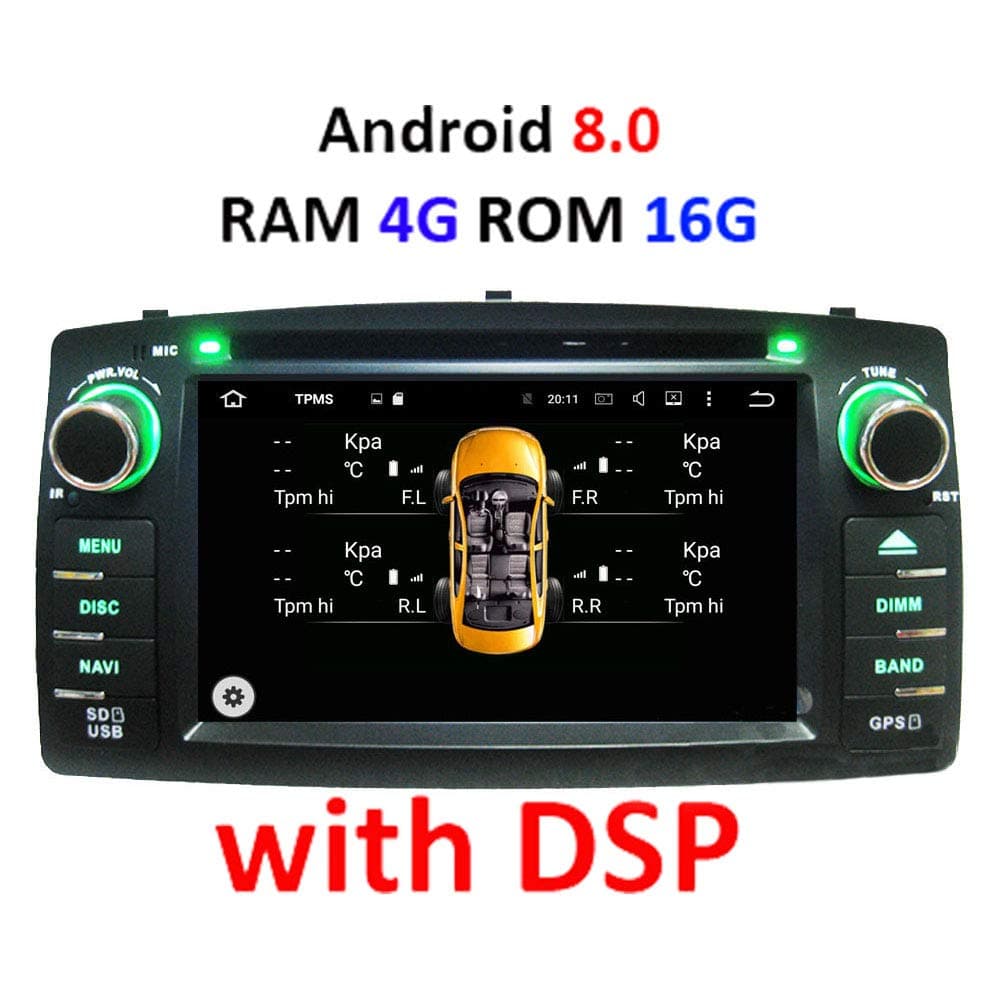 Amzparts Car dvd player DSP 2 din Android 8.0 RAM 4G/ROM 16G with DSP For Toyota Corolla E120 BYD F3 multimedia player stereo GPS radio navigation