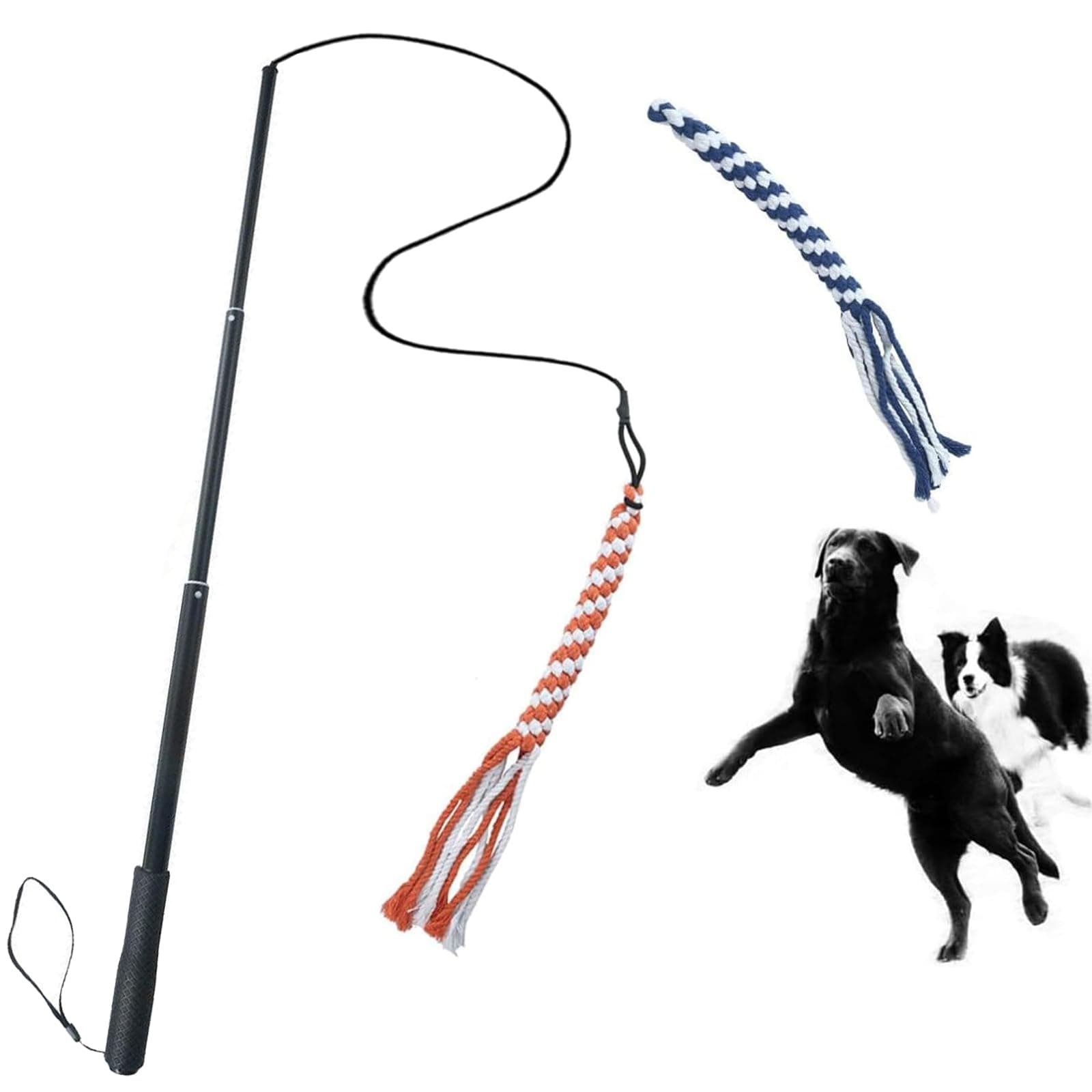 Dog Extendable Teaser Wand Pet Flirt Stick Pole Puppy Chasing Tail Interactive Toy for Small Medium Large Dogs Training Playing Exercise