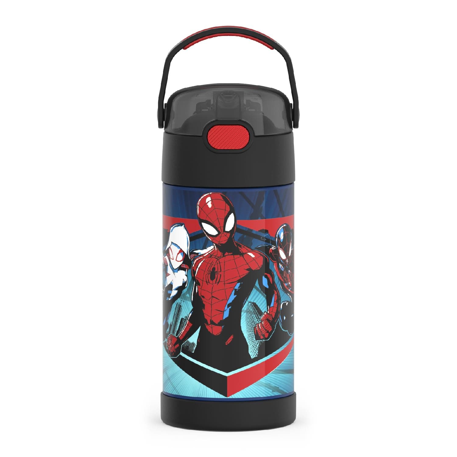THERMOS FUNTAINER Water Bottle with Straw - 12 Ounce, Spider-Man - Kids Stainless Steel Vacuum Insulated Water Bottle with Lid