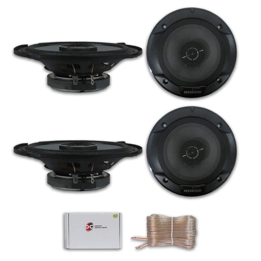4 x Kenwood KFC-1666S 6.5 inch 2-way Car Audio Coaxial Speakers 6-1/2 with DiscountCentralOnline 25ft Speakers Wire