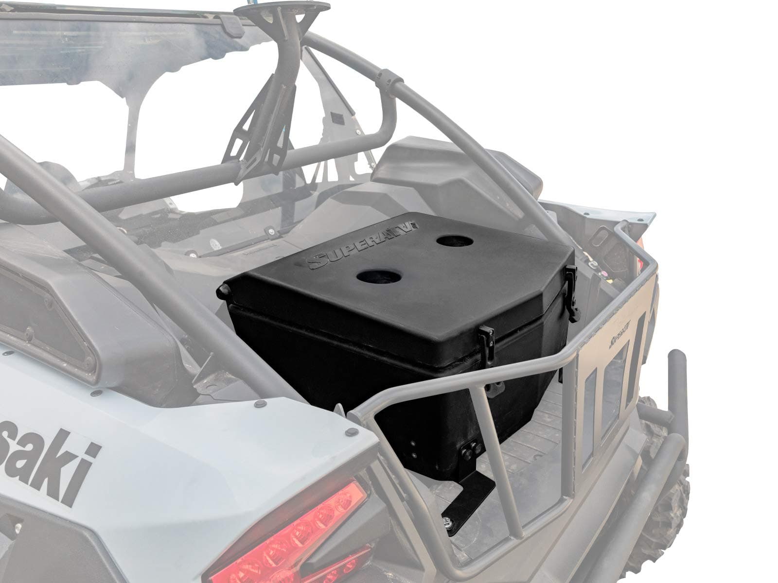 SuperATV Insulated Cooler/Cargo Box Compatible with Kawasaki Teryx KRX 1000: 2020+ | 30 Liter Capacity | Two Built-in Cup Holders | Keeps Out Water, Mud, and More