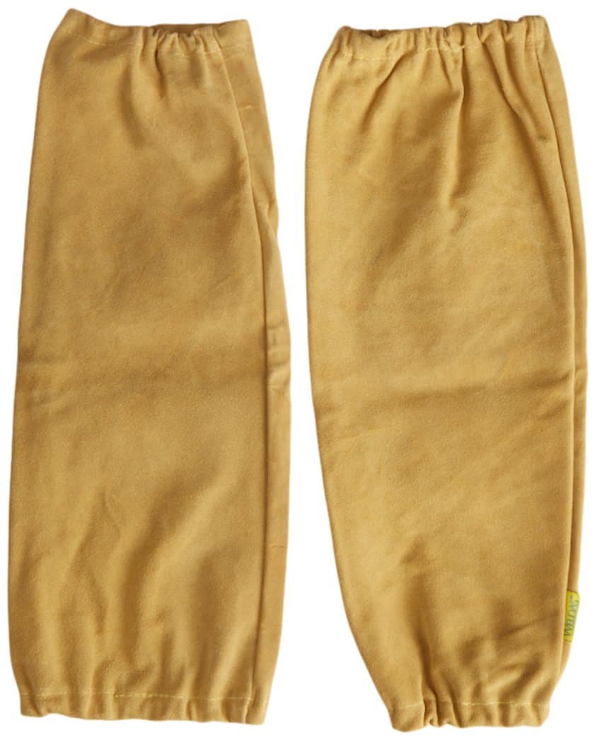 Welding Sleeves, Leather, Golden Brown, 18", Elastic Cuff, Heat Resistant