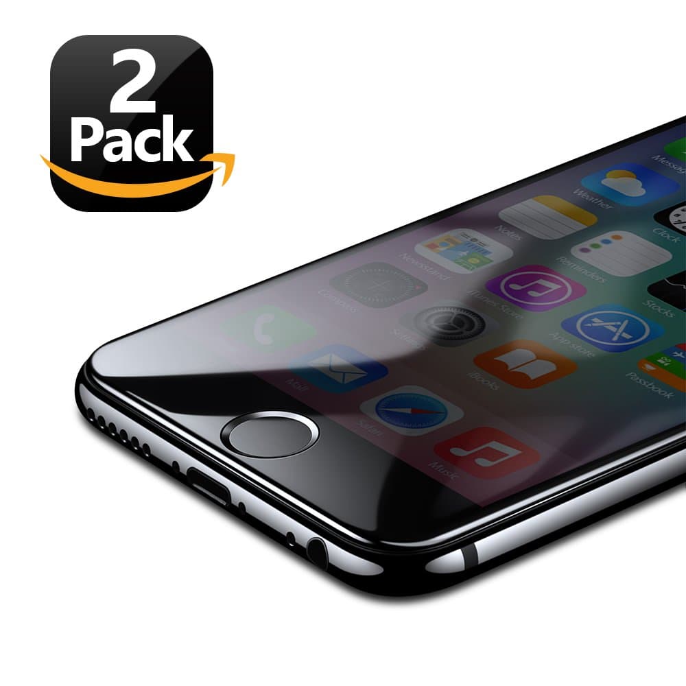 Eakase iPhone 7 Plus Glass Screen Protector, [2 Pack] Tempered Glass with Soft PET Frame 3D Full Coverage Anti-Scratch HD Clear Screen Protector Film for Apple iPhone 7+ 5.5 Inch (Black)