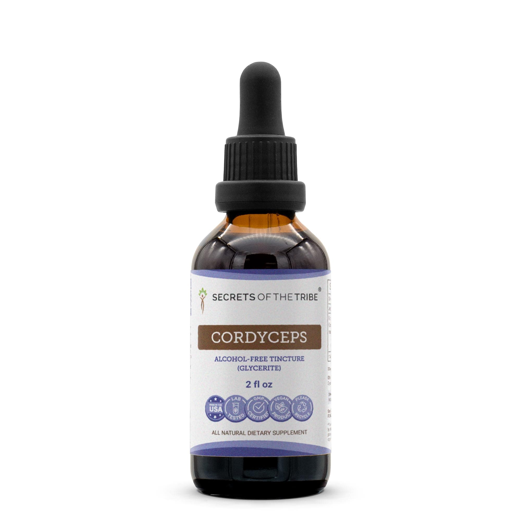 Secrets of the Tribe Cordyceps Tincture Alcohol-Free Extract, Organic Cordyceps Cordyceps Sinensis Vitality and Stamina 2 oz