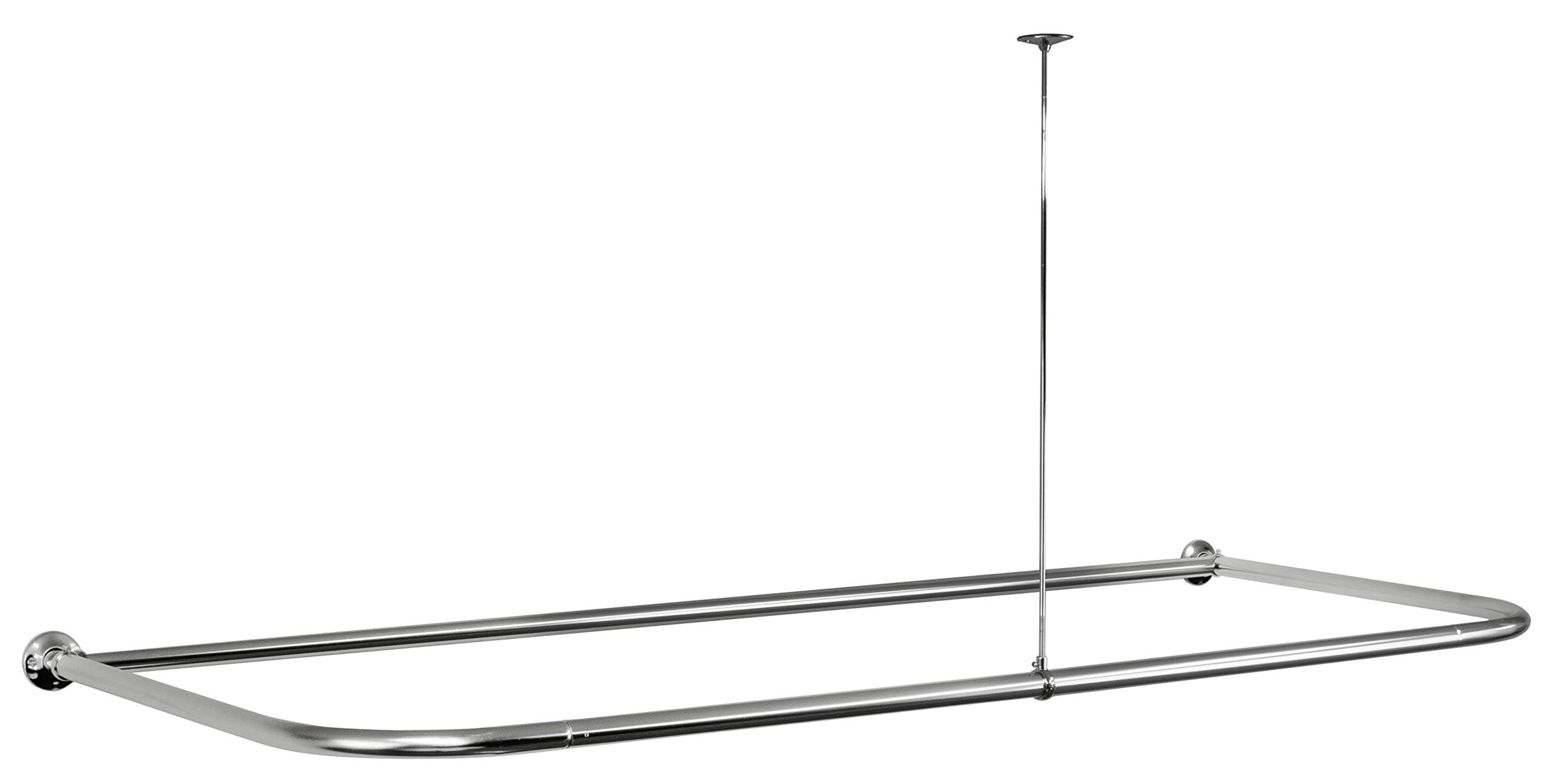 WO-ROD-D WO Shower Curtain Rod D-Shape for Freestanding Tubs, 1" x 60", Polished Chrome