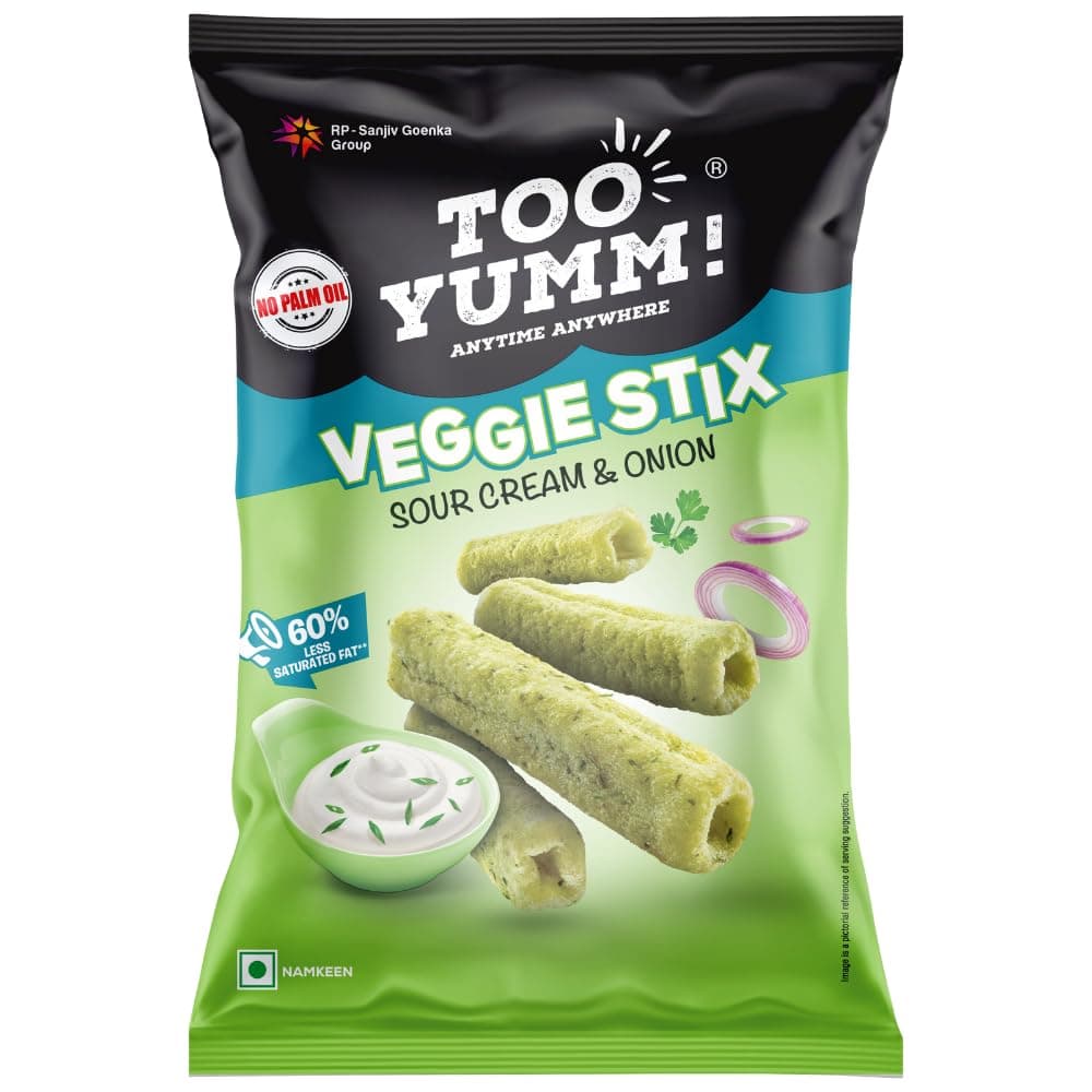 Too Yumm! Sour Cream & Onion Veggie Stix, 70g, Munching Snack, Snacks for Movies, Games, Parties & More, On-The-Go Munchies