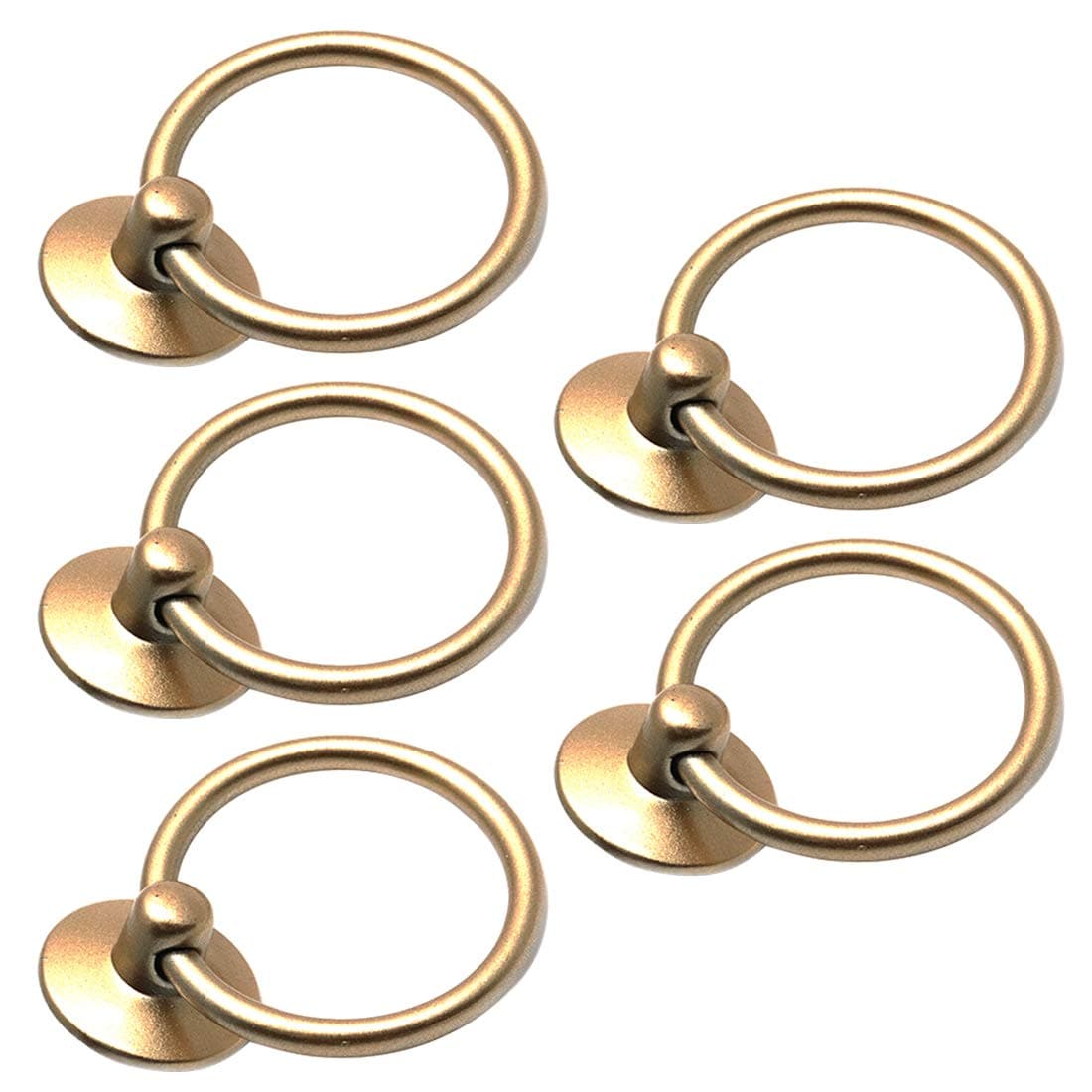 HONJIE 5 Pack Gold Cabinet Ring Pulls Handle Drop Ring Drawer Pulls Knobs