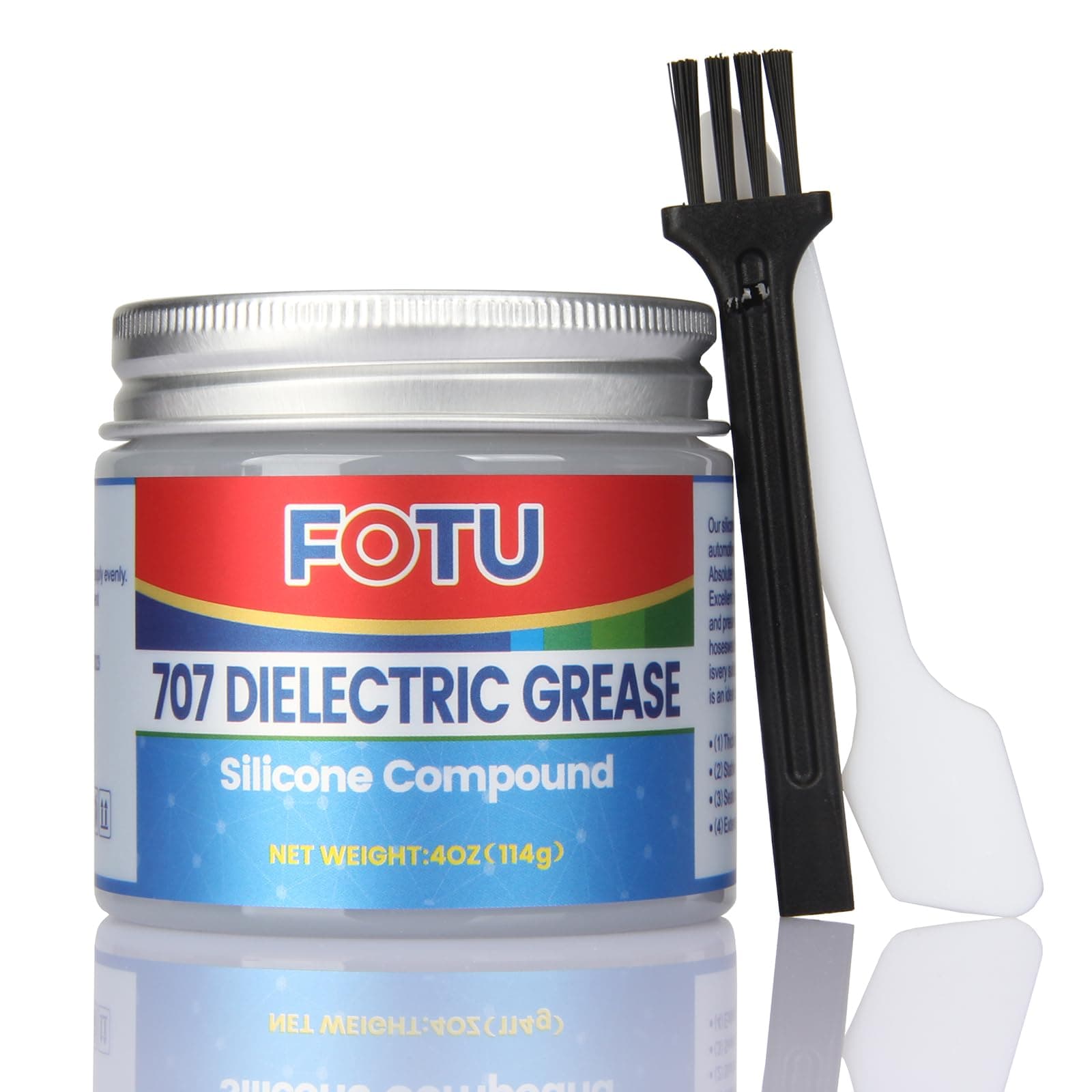 FOTU 707 Dielectric Grease for Electrical Connectors to Battery Terminal 、Spark Plug, Waterproof Plumbers Silicone Grease to O Ring Seal,Automotive Super Lube Synthetic Grease (4 Oz, 1-Pack)