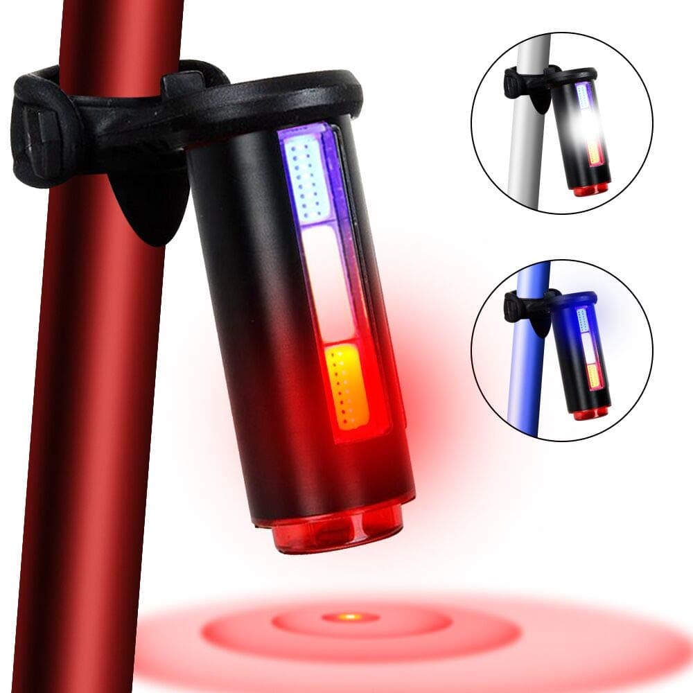 YOSKY USB Rechargeable Bike Tail Light, 360 Degree Safety Beam 7 Mode Bicycle Rear Light Waterproof Warning Cycling Police Light
