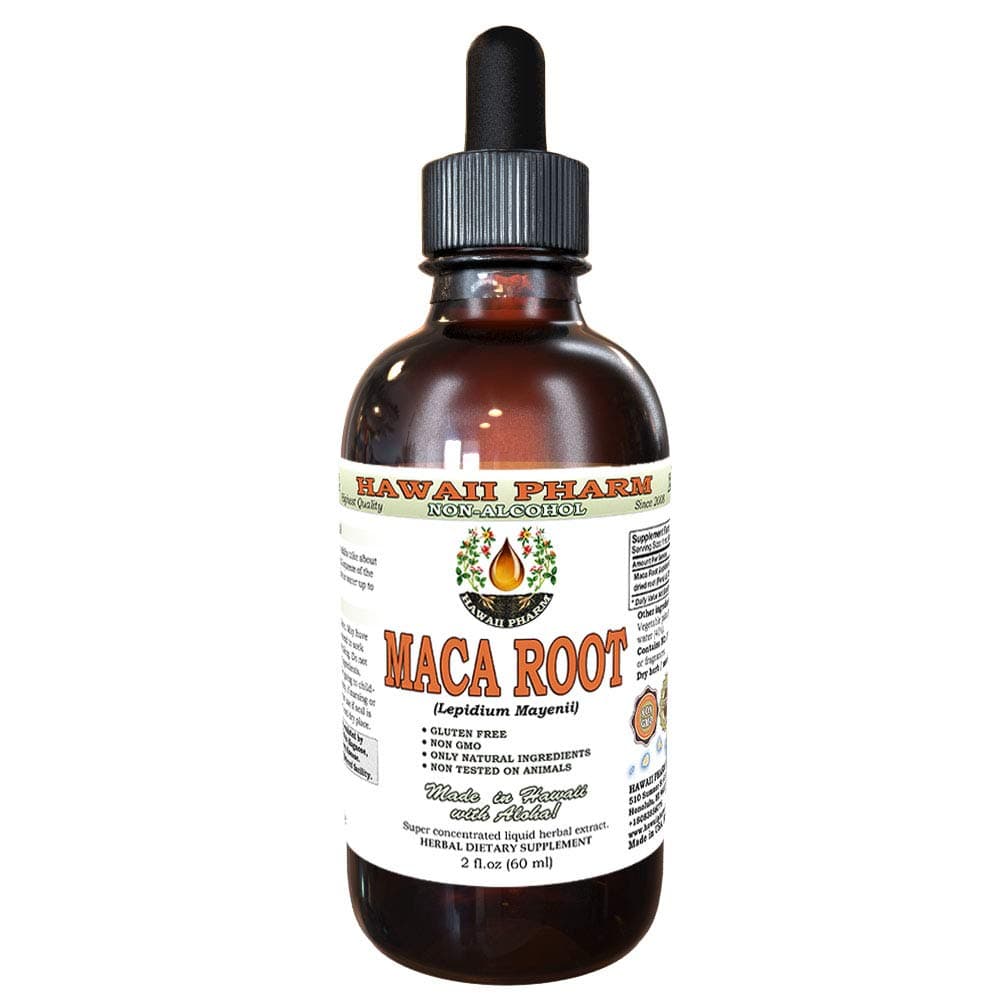 Hawaii Pharm Maca Root Alcohol-Free Liquid Extract, Professional Grade, Small Batch Maca (Lepidium Meyenii) Whole Dried Plant Glycerite, 2oz