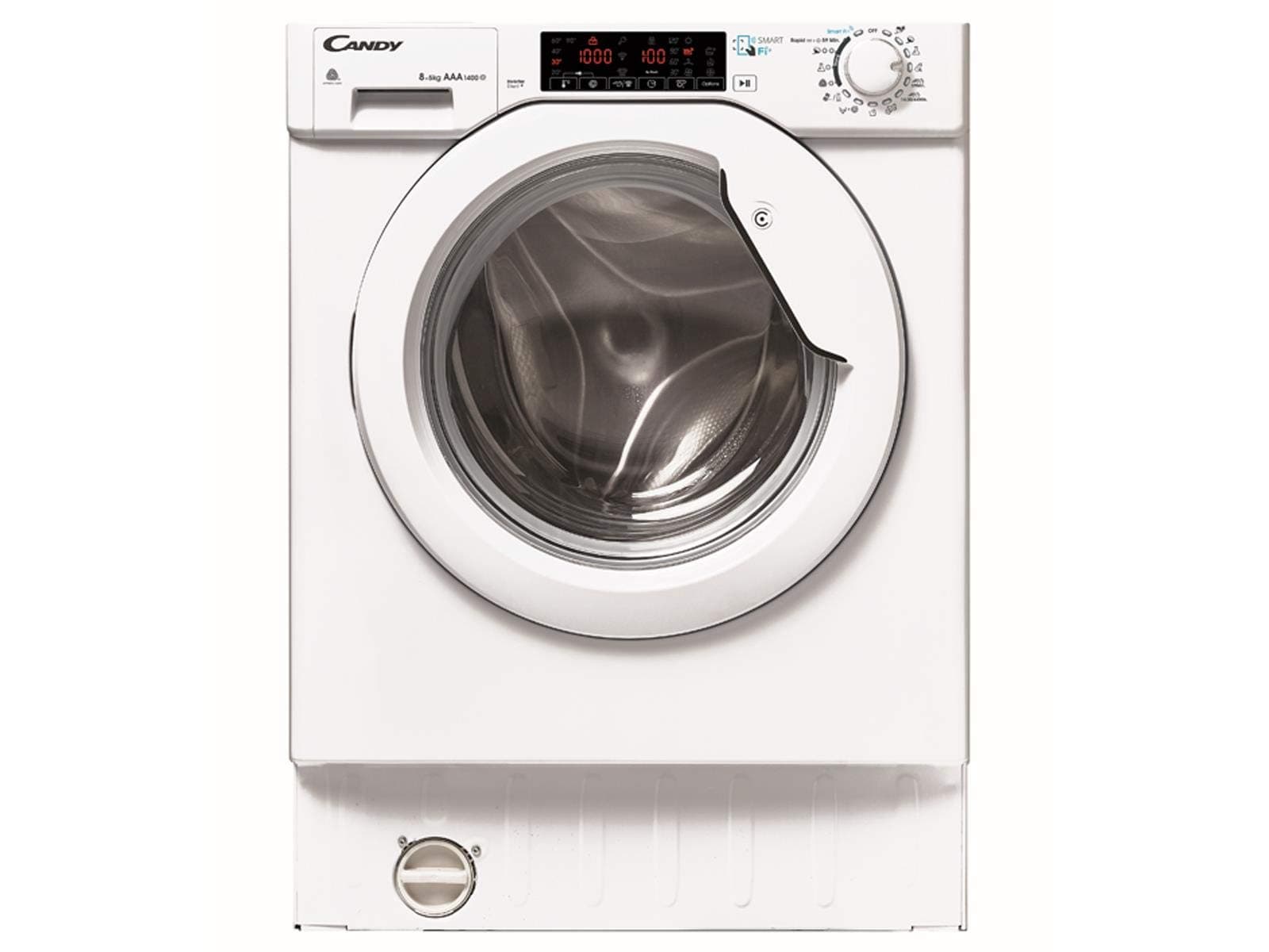 Candy CBWDS 8514TH-S Built-in Front Load A White – Washing Machines with Tumble Dryer (Front Load, Built-in, White, Left, Buttons, Rotary, Touch, Stainless Steel)