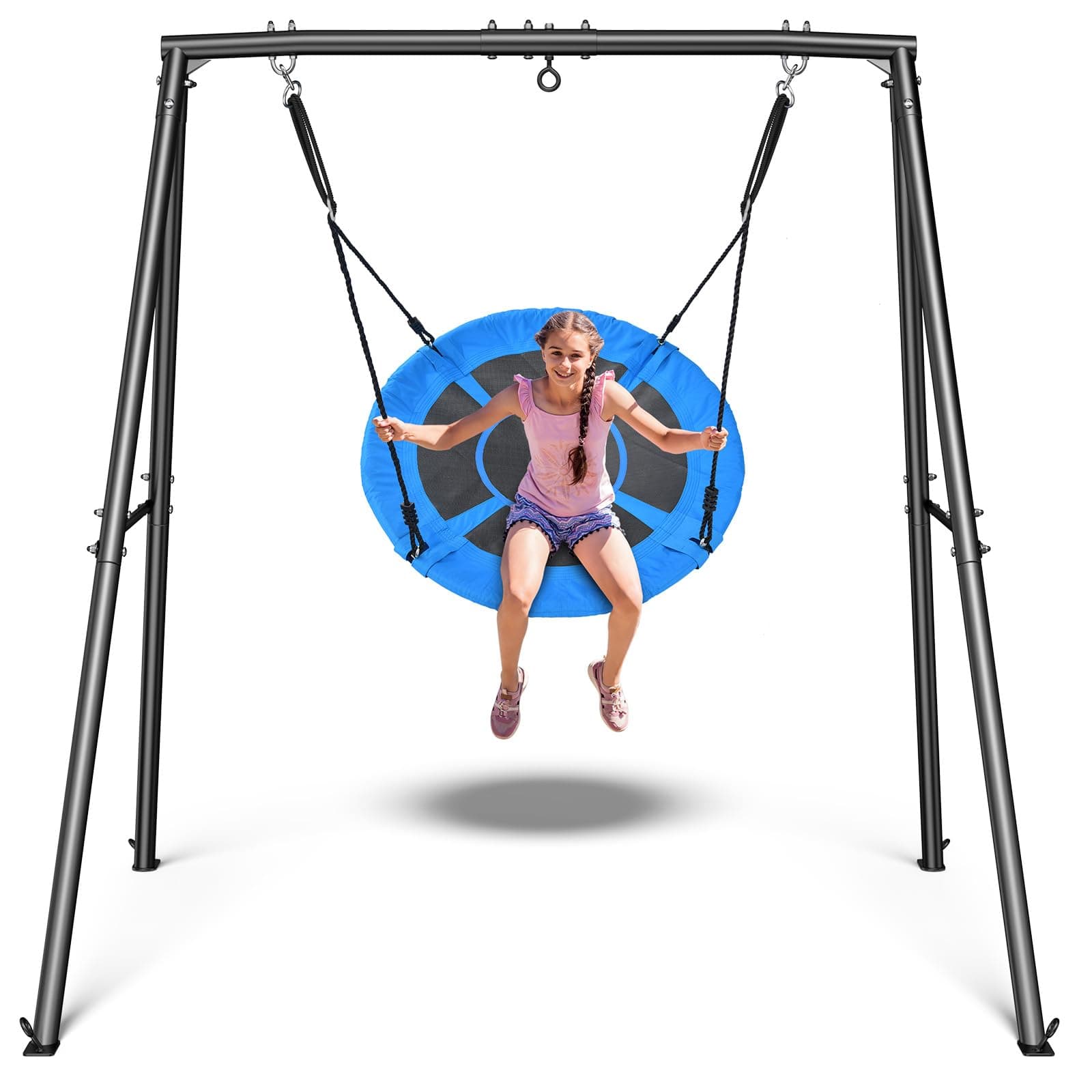 Trekassy Saucer Swing with Frame for Kids Outdoor, 440lbs Swing Set with Heavy Duty Metal Stand for Backyard, Outdoor Kids Play Equipment