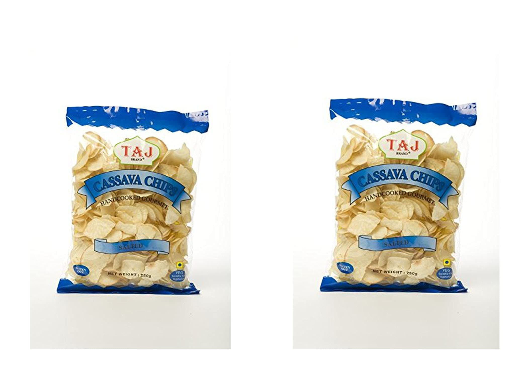 Taj Brand - Cassava Chips - Salted Flavour - 250g (Pack of 2)
