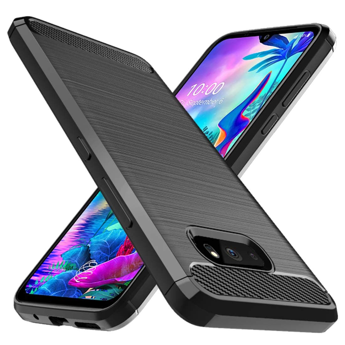 for LG G8X Thinq Case,LG V50S Thinq Case Shock-Absorption Flexible TPU Rubber Full-Body Protective Phone Cover for LG G8X Thinq/V50S Thinq(Black)
