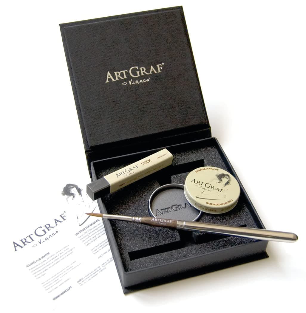 Global Art Materials ArtGraf Watercolor Paintable Graphite Art Set by Viarco-3 Piece plus Box