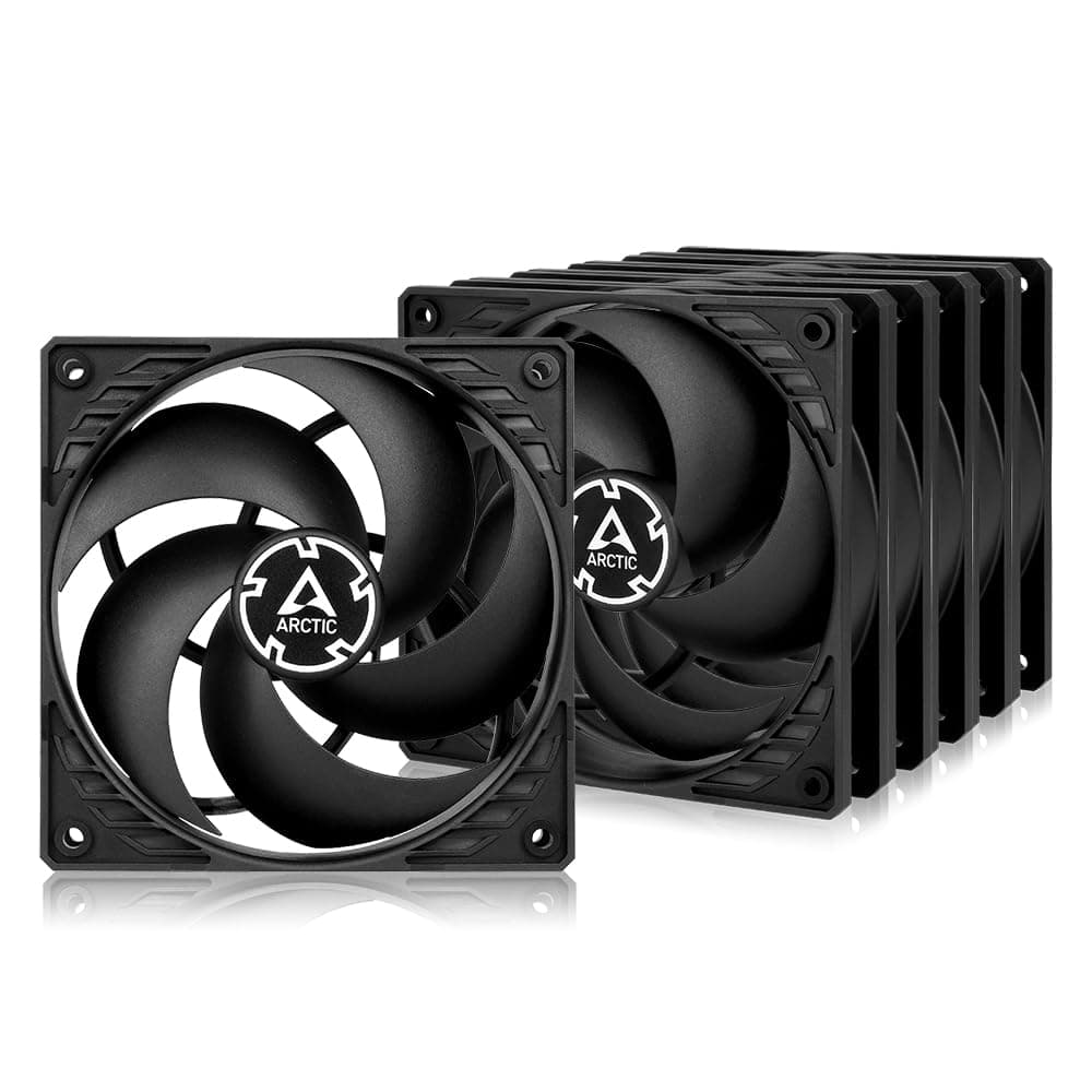 P12 (5 Pack) - PC Fans, 120mm Case Fan, Pressure-optimised, Quiet Motor, Computer, Fan Speed: 1800 RPM - Black