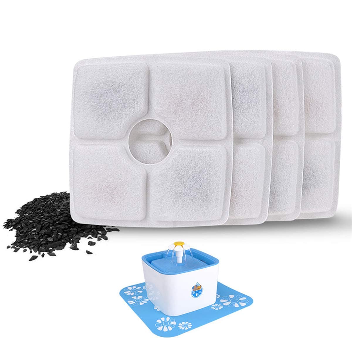 Cat Fountain Filters Carbon Replacement Filters, 4 Pack