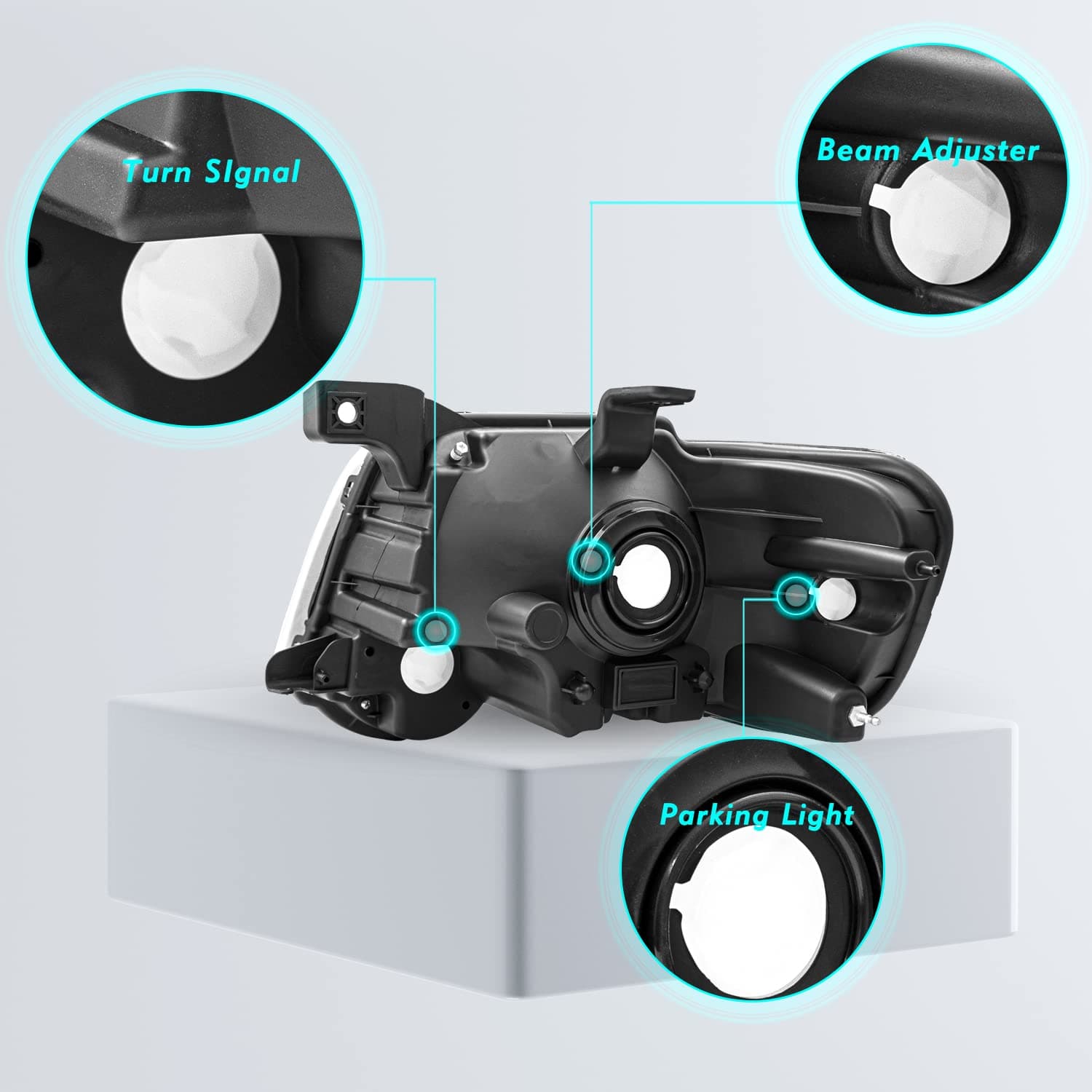 Headlight Assembly Compatible with 2006-2010 Ford Explorer Driver and Passenger Side (Chrome Housing with Amber Reflector)