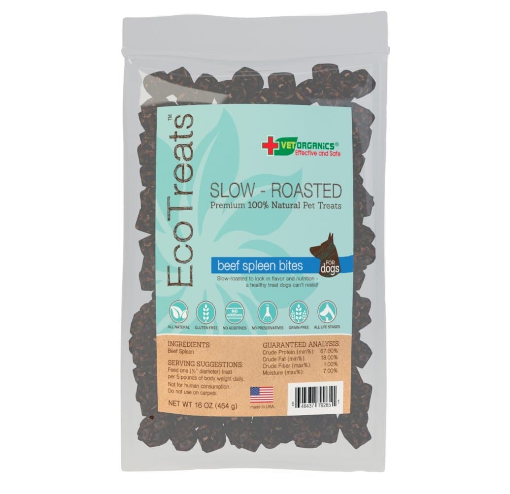 EcoTreats Slow-Roasted Beef Spleen Bites All-Natural Dog Treats. Dogs Love These Super Healthy Treats.1 Pound Bag. Natural, Grain Free Dog Treats, Made in The USA. Great Training Reward!