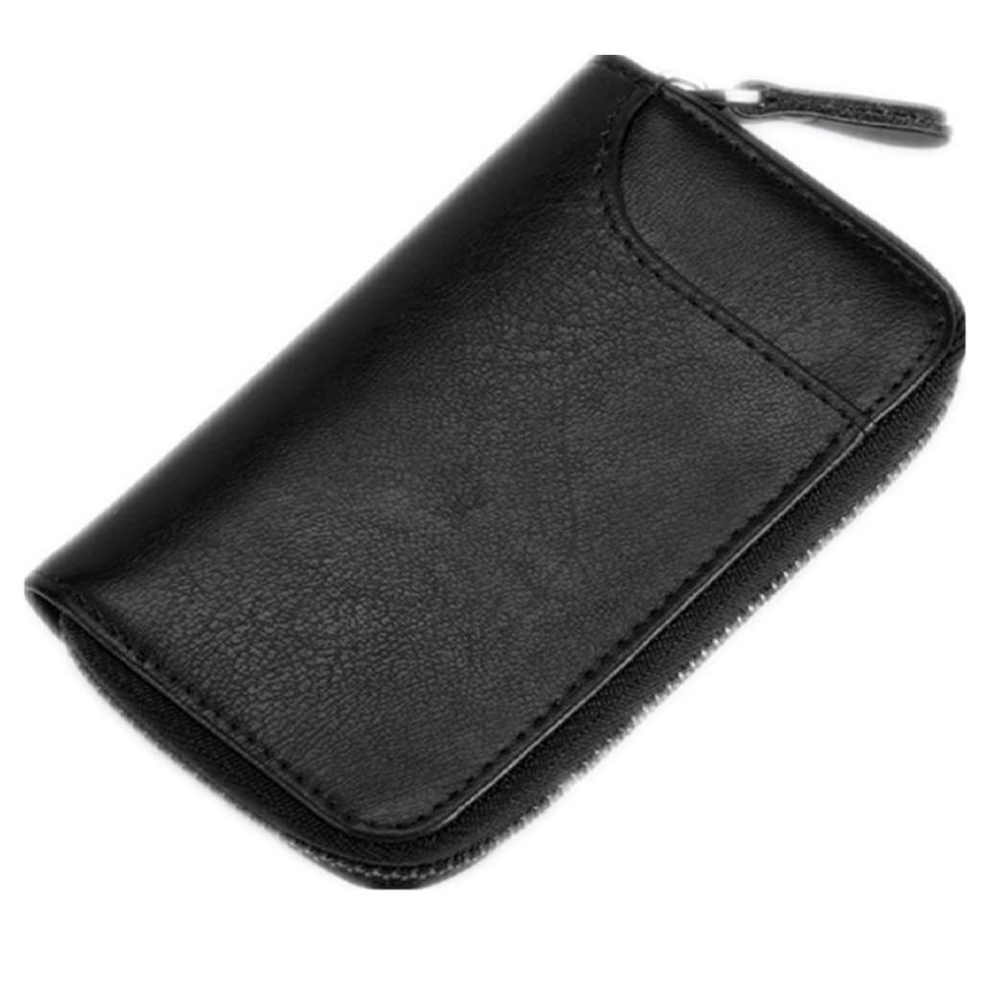 Large Zipper Leather Car Key Case by BAKUN, Key Holder Key Organizer Wallet, with 16 Hooks