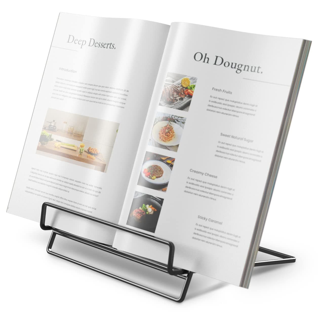 Cookbook Stand Holder for Kitchen Counter,Recipe Book Stand for Reading Hands Free(Black)