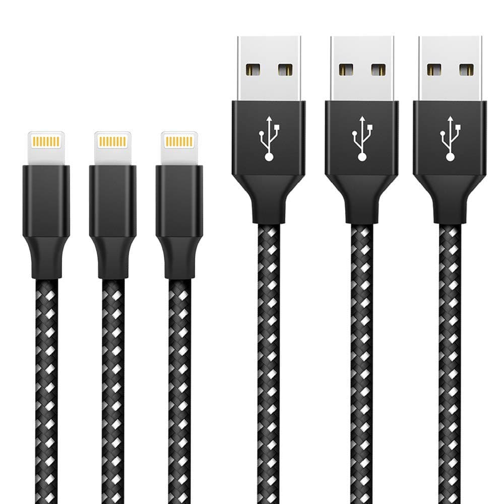 Ofuca EET-6584 USB Charging Cable, 4-Pack 3FT Phone Charger, Fast Charger Nylon Braided Cord Compatible with 8/ 8 Plus/ 7/ 7 Plus/ 6s/ 6s Plus (Black+White)