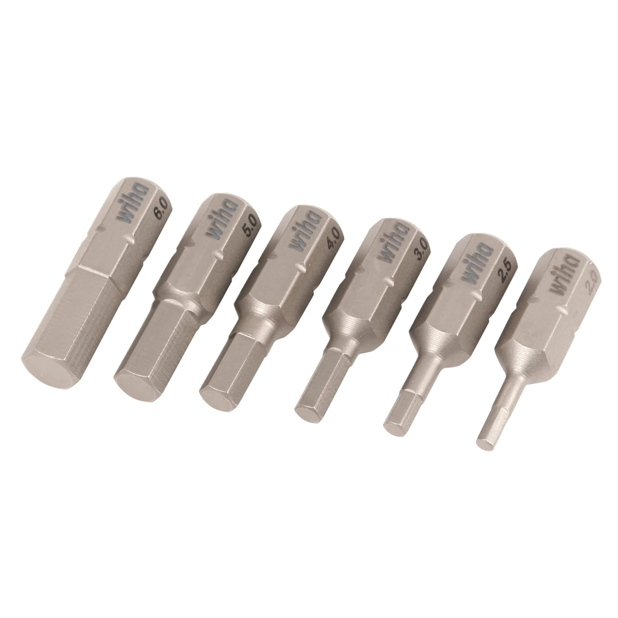 Wiha 71397 2.0 to 6.0mm Hex Metric Insert Bit, 6-Piece by Wiha