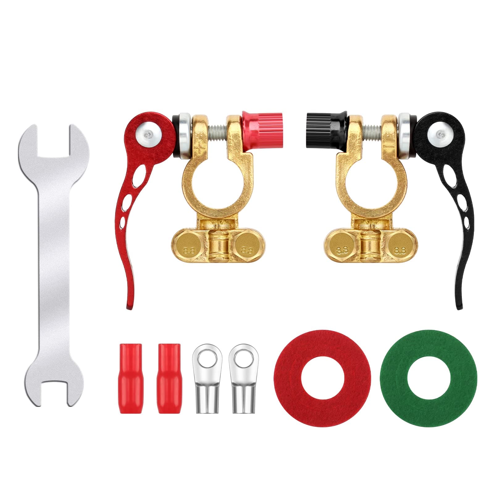 Boisbresil 9Pcs Quick Release Battery Terminals Battery Terminal Connectors 2Pcs Car Battery Pole Terminals 12V 3 Way Leisure Battery Grease Marine Battery Electric Car Accessories