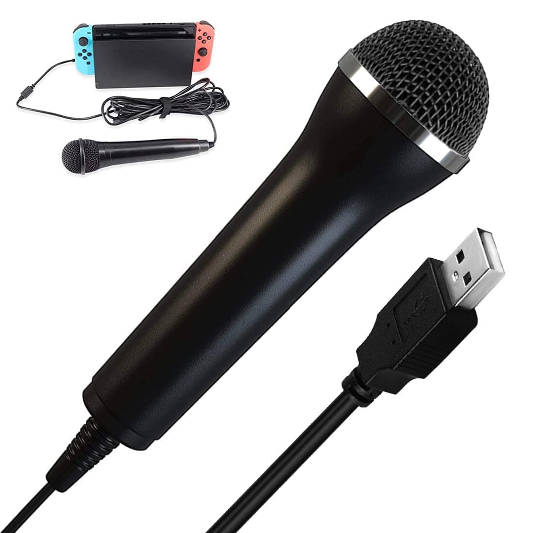 USB Mikrofon Universal Kompatibel für PC, HOTSO Nintendo Switch, Wii, PS2, PS3, PS4, Xbox, Xbox One, Karaoke Mikrofon für Spiele Guitar Hero, Rockstar, SingStar, Voice of Germany, Lets Sing, We Sing