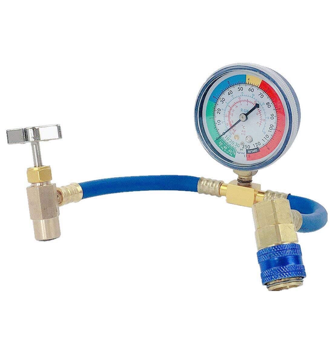 Onerbuy Universal Auto Car R134A Charging Hose Air Conditioning Refrigerant Adapter with Pressure Guage