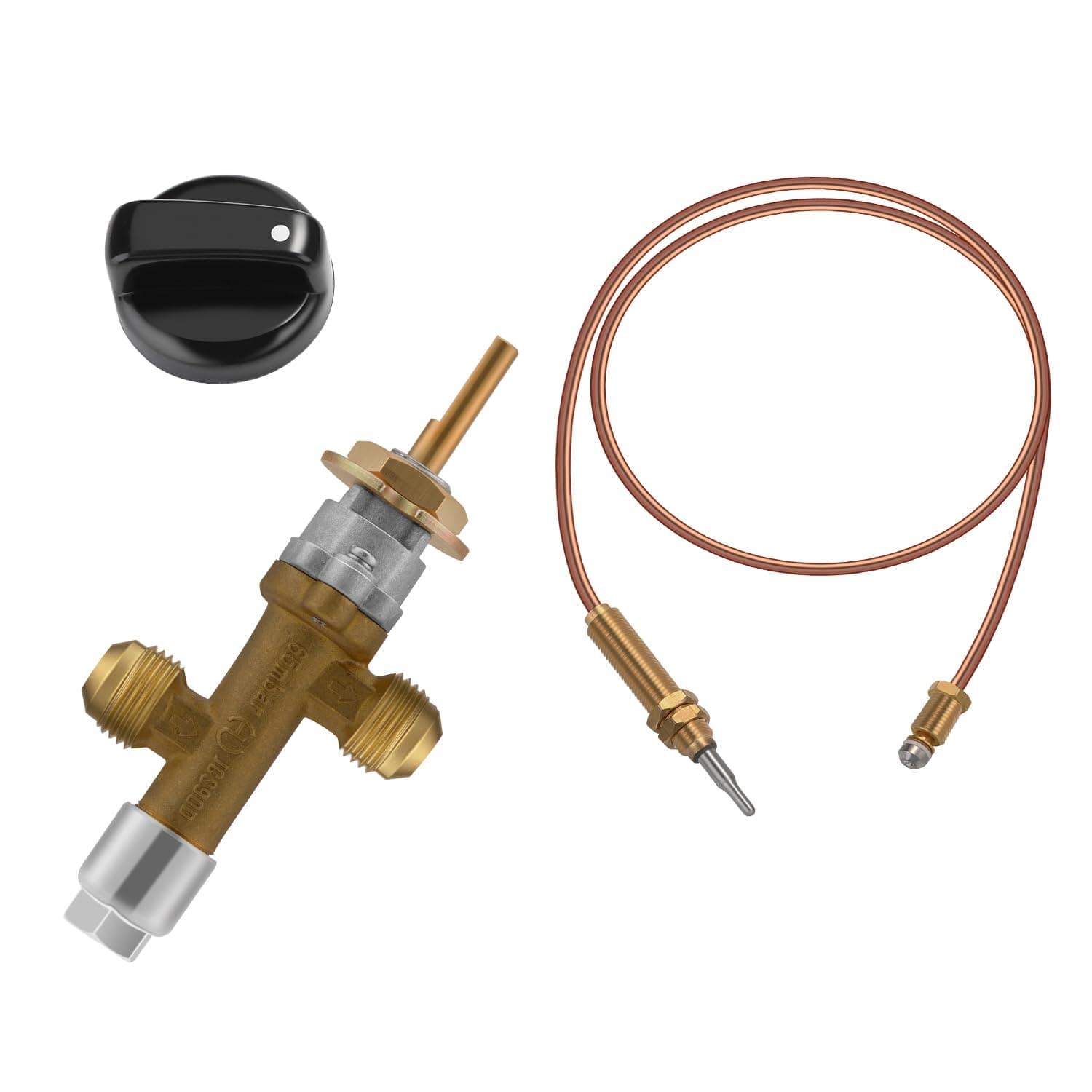 WADEO Low Pressure LPG Propane Gas Fireplace Fire Pit Flame Failure Safety Control Valve Kit, Low Pressure Propane Fire Pit Replacement Part with 3/8" Flare Inlet & Outlet