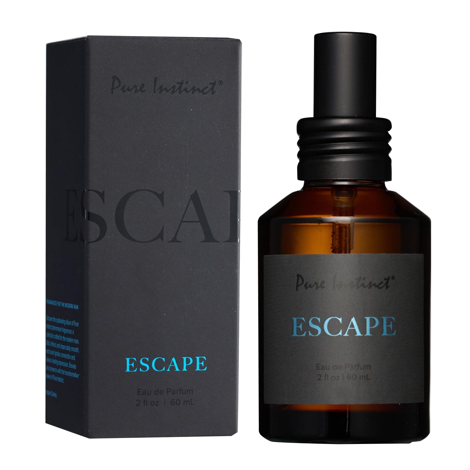 ESCAPE The Original Pheromone Infused Essential Oil Perfume Cologne - Men's Collection - TSA Ready (Spray Bottle 2 Fl. Oz./60mL)