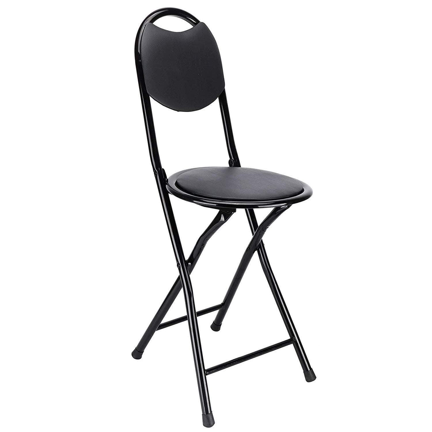 18-Inch Heavy Duty Folding Chair for Home, Study, Namaz & Masjid – Space Saving Metal Frame, 120 kg Capacity, Lightweight 3.2 kg – Portable Prayer Stool – Black (1 Pc)