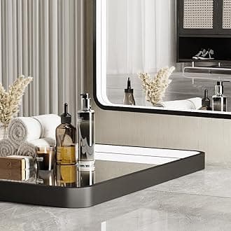 36x24 Inch LED Bathroom Mirror with Lights, Black Metal Frame Mirror, Wall Mounted Lighted Vanity Mirrors for Wall, Anti Fog Dimmable Led Mirror for Makeup